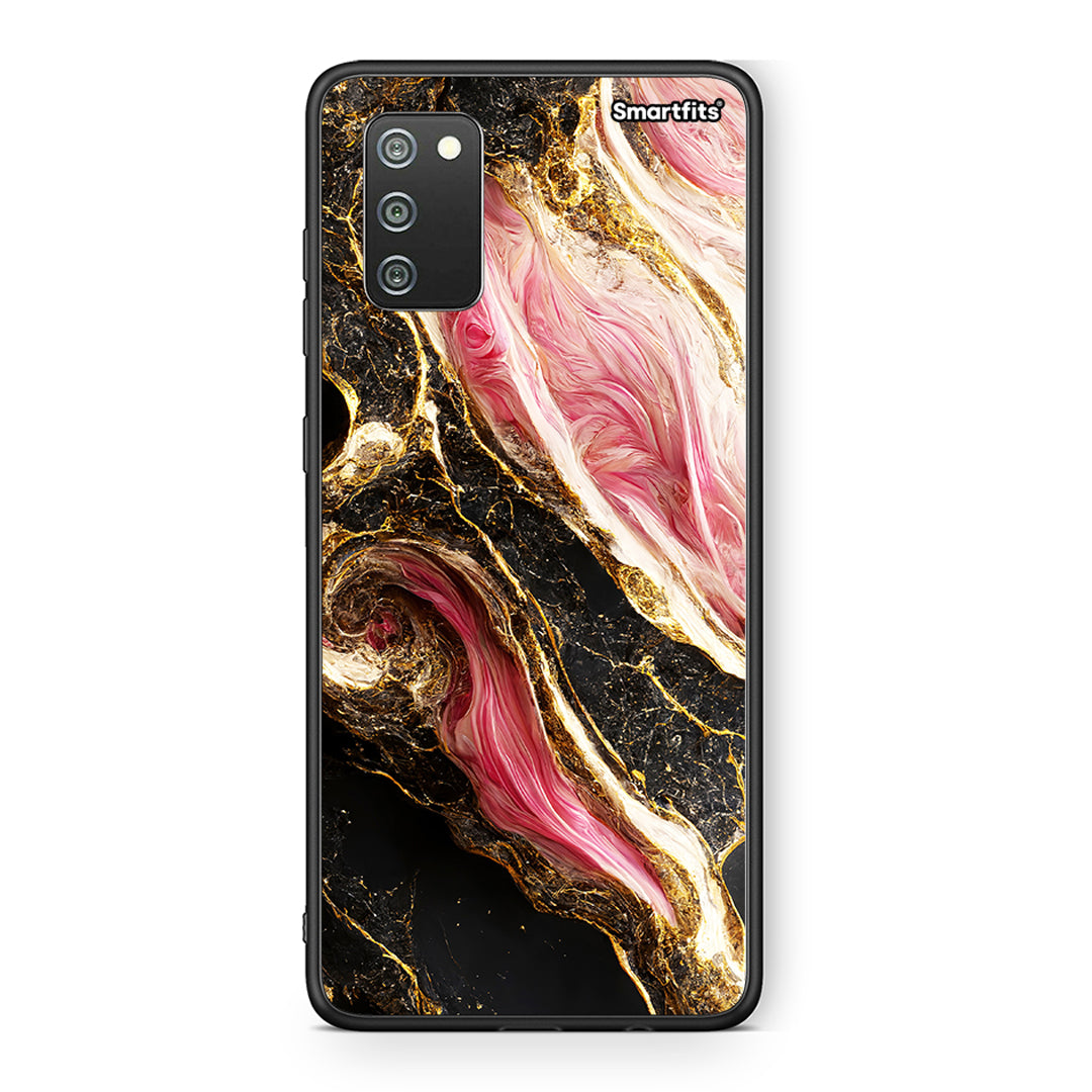 Samsung A02s Glamorous Pink Marble θήκη από τη Smartfits με σχέδιο στο πίσω μέρος και μαύρο περίβλημα | Smartphone case with colorful back and black bezels by Smartfits