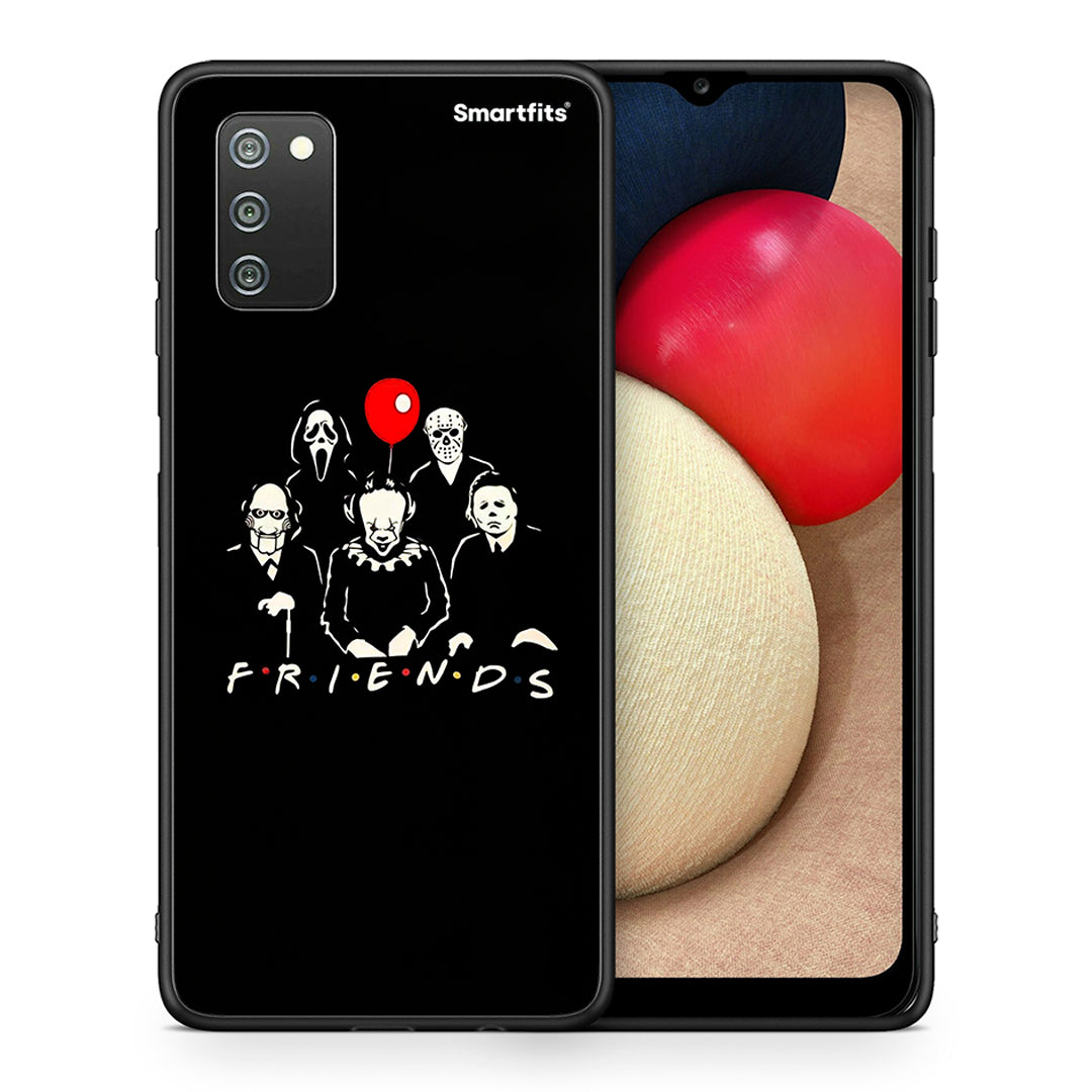 Θήκη Samsung A02s Halloween Friends από τη Smartfits με σχέδιο στο πίσω μέρος και μαύρο περίβλημα | Samsung A02s Halloween Friends case with colorful back and black bezels