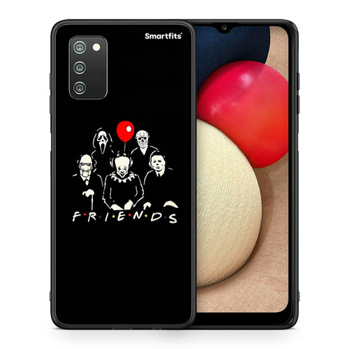 Θήκη Samsung A02s Halloween Friends από τη Smartfits με σχέδιο στο πίσω μέρος και μαύρο περίβλημα | Samsung A02s Halloween Friends case with colorful back and black bezels
