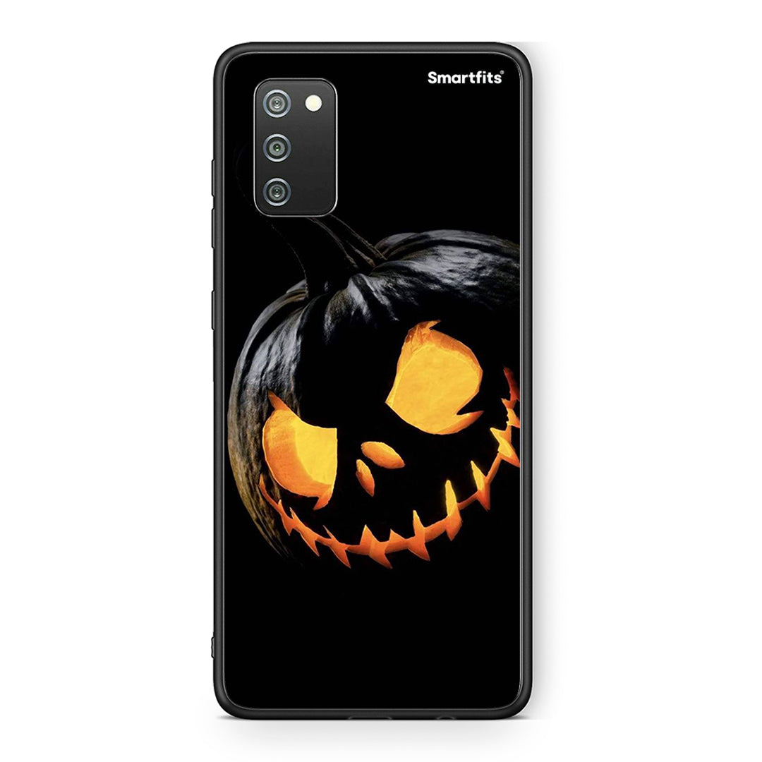 Samsung A02s Halloween Scary Pumpkin Θήκη από τη Smartfits με σχέδιο στο πίσω μέρος και μαύρο περίβλημα | Smartphone case with colorful back and black bezels by Smartfits