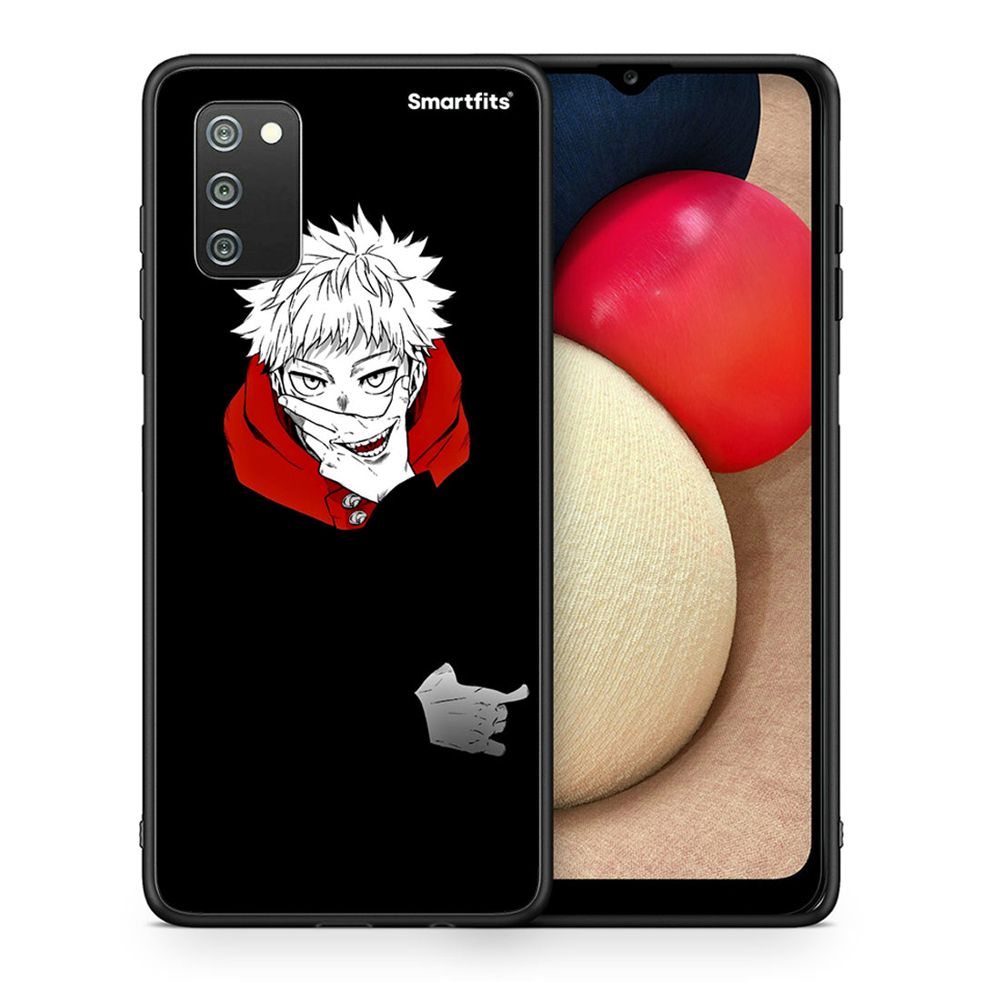 Θήκη Samsung A02s Itadori Anime από τη Smartfits με σχέδιο στο πίσω μέρος και μαύρο περίβλημα | Samsung A02s Itadori Anime case with colorful back and black bezels