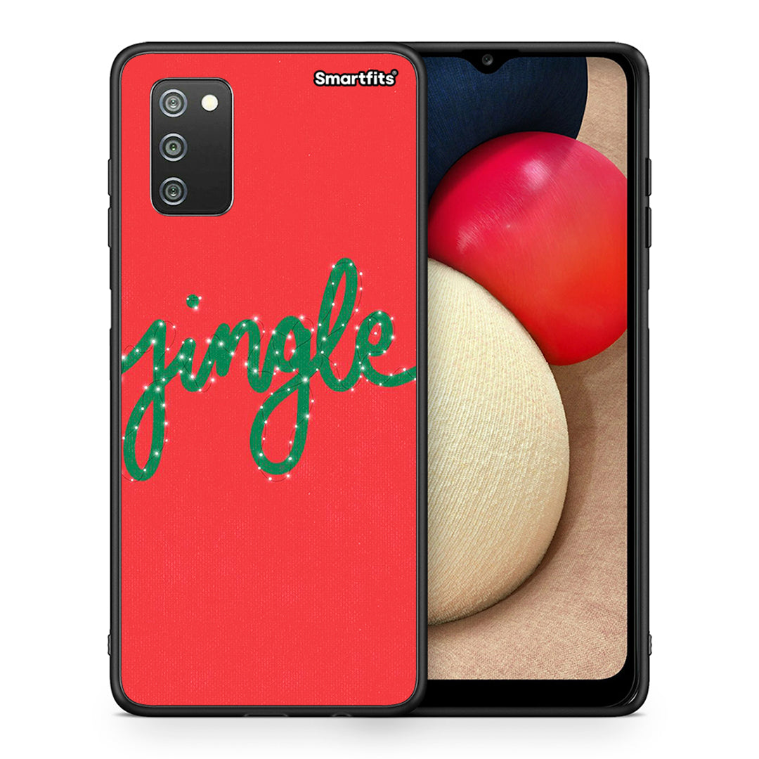 Θήκη Samsung A02s Jingle Xmas από τη Smartfits με σχέδιο στο πίσω μέρος και μαύρο περίβλημα | Samsung A02s Jingle Xmas case with colorful back and black bezels