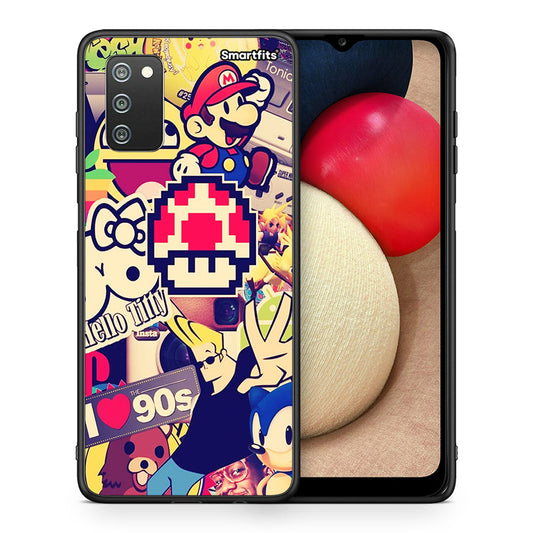 Θήκη Samsung A02s Love The 90s από τη Smartfits με σχέδιο στο πίσω μέρος και μαύρο περίβλημα | Samsung A02s Love The 90s case with colorful back and black bezels