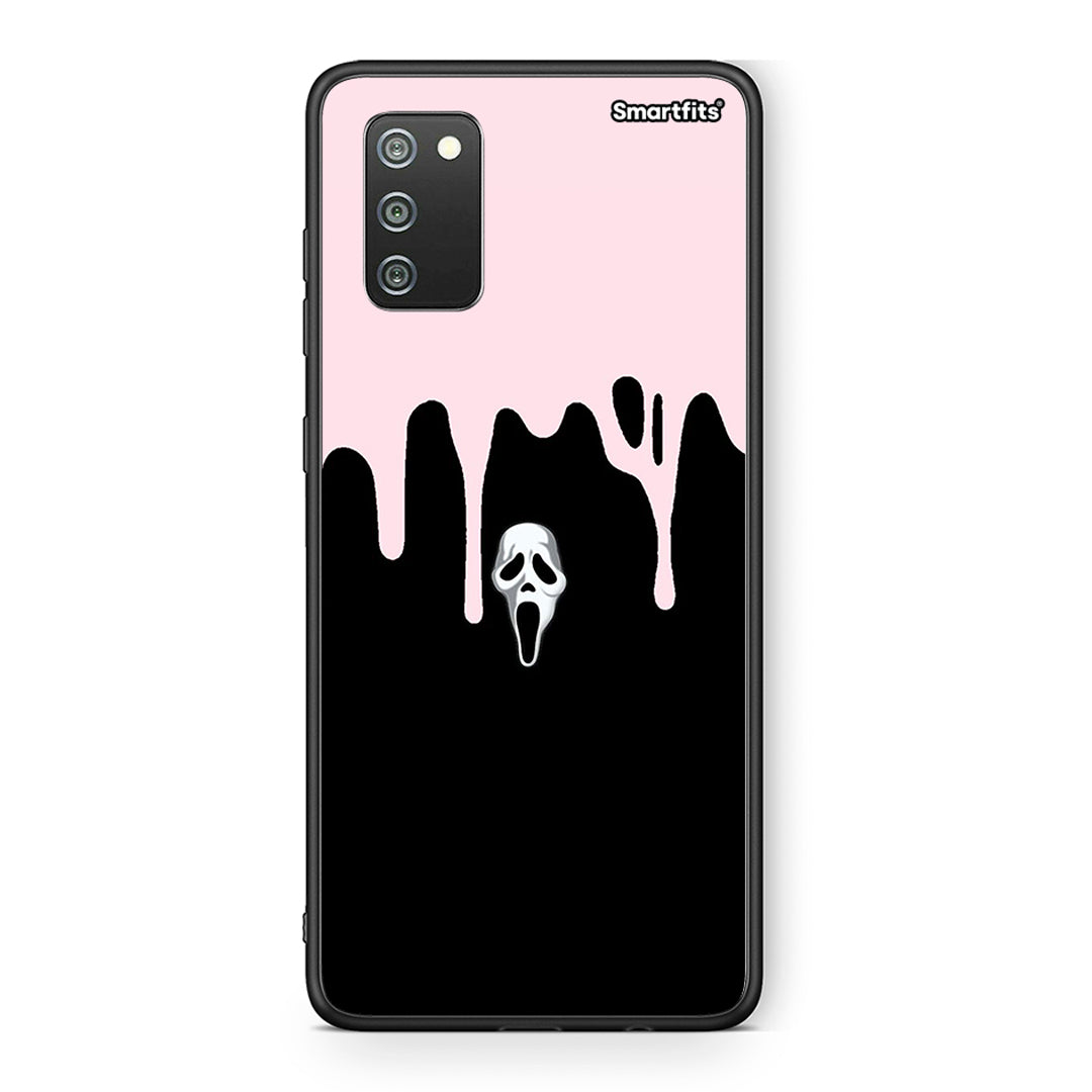 Samsung A02s Melting Halloween Mask Θήκη από τη Smartfits με σχέδιο στο πίσω μέρος και μαύρο περίβλημα | Smartphone case with colorful back and black bezels by Smartfits