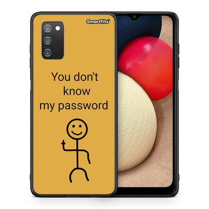 Θήκη Samsung A02s My Password από τη Smartfits με σχέδιο στο πίσω μέρος και μαύρο περίβλημα | Samsung A02s My Password case with colorful back and black bezels