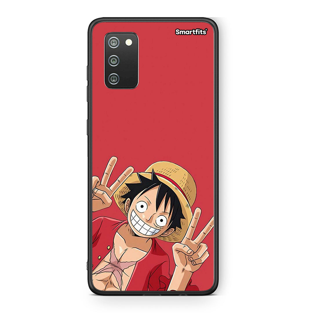 Samsung A02s Pirate Luffy Θήκη από τη Smartfits με σχέδιο στο πίσω μέρος και μαύρο περίβλημα | Smartphone case with colorful back and black bezels by Smartfits