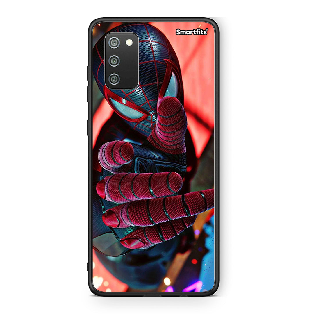 Samsung A02s Spider Hand Θήκη από τη Smartfits με σχέδιο στο πίσω μέρος και μαύρο περίβλημα | Smartphone case with colorful back and black bezels by Smartfits