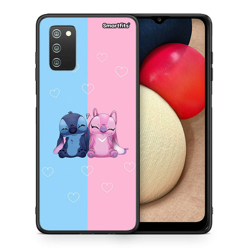 Θήκη Samsung A02s Stitch And Angel από τη Smartfits με σχέδιο στο πίσω μέρος και μαύρο περίβλημα | Samsung A02s Stitch And Angel case with colorful back and black bezels