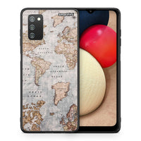 Thumbnail for Θήκη Samsung A02s World Map από τη Smartfits με σχέδιο στο πίσω μέρος και μαύρο περίβλημα | Samsung A02s World Map case with colorful back and black bezels