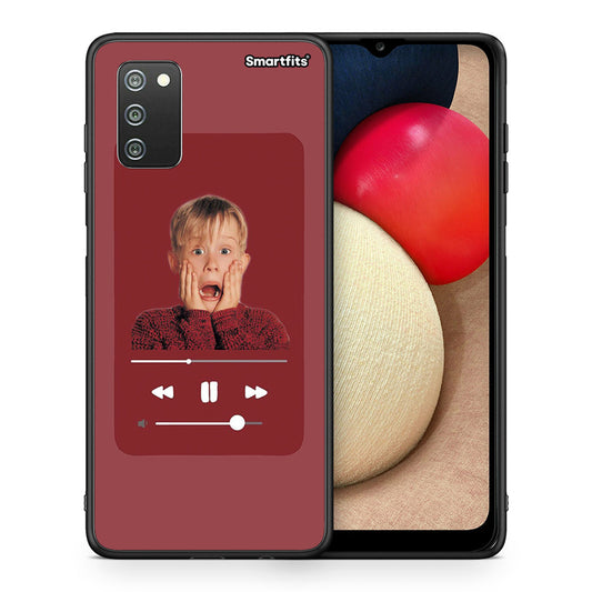 Θήκη Samsung A02s Xmas Alone Music από τη Smartfits με σχέδιο στο πίσω μέρος και μαύρο περίβλημα | Samsung A02s Xmas Alone Music case with colorful back and black bezels