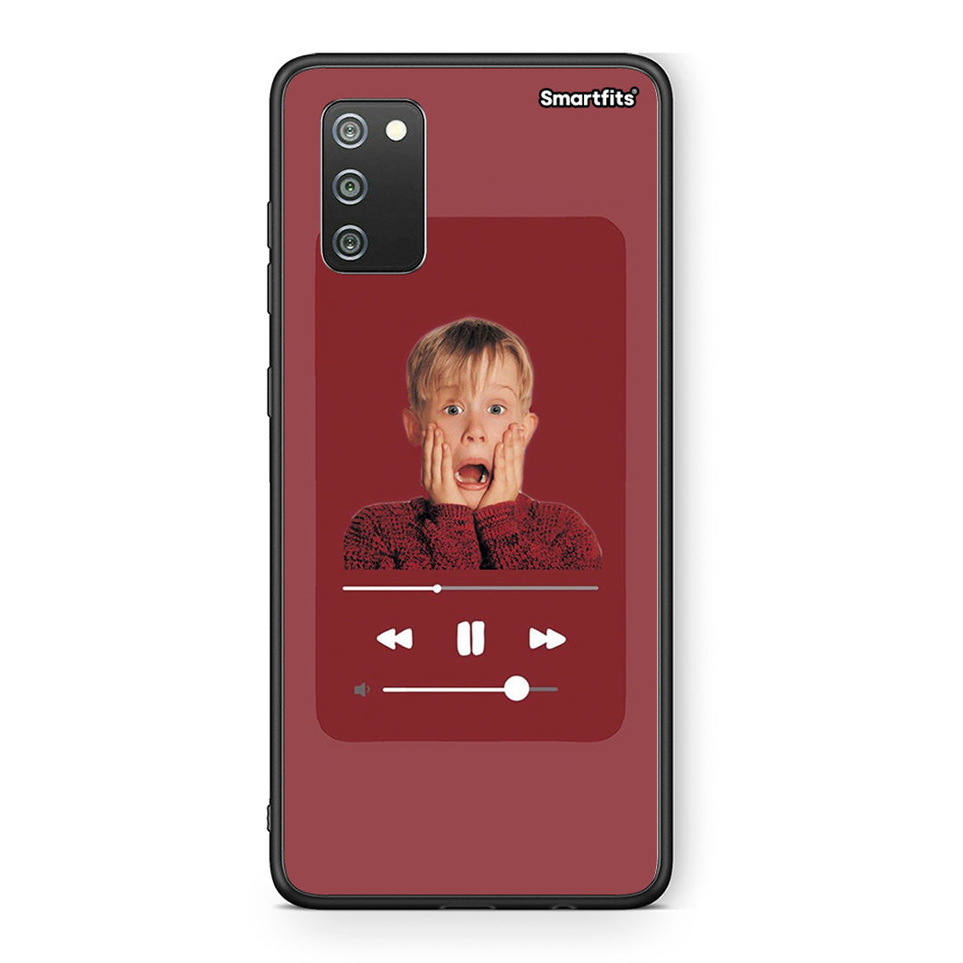 Samsung A02s Xmas Alone Music θήκη από τη Smartfits με σχέδιο στο πίσω μέρος και μαύρο περίβλημα | Smartphone case with colorful back and black bezels by Smartfits