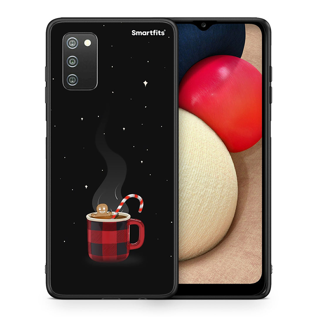 Θήκη Samsung A02s Xmas Bathing από τη Smartfits με σχέδιο στο πίσω μέρος και μαύρο περίβλημα | Samsung A02s Xmas Bathing case with colorful back and black bezels