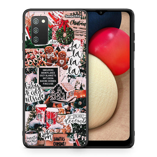 Θήκη Samsung A02s Xmas Habbits από τη Smartfits με σχέδιο στο πίσω μέρος και μαύρο περίβλημα | Samsung A02s Xmas Habbits case with colorful back and black bezels
