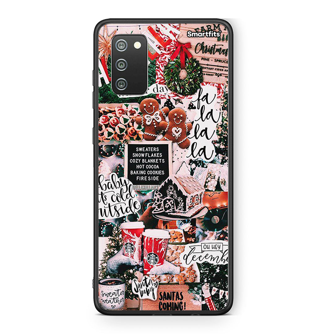 Samsung A02s Xmas Habbits θήκη από τη Smartfits με σχέδιο στο πίσω μέρος και μαύρο περίβλημα | Smartphone case with colorful back and black bezels by Smartfits