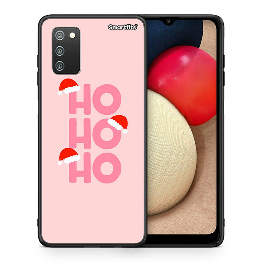 Θήκη Samsung A02s Xmas Ho Ho Ho από τη Smartfits με σχέδιο στο πίσω μέρος και μαύρο περίβλημα | Samsung A02s Xmas Ho Ho Ho case with colorful back and black bezels