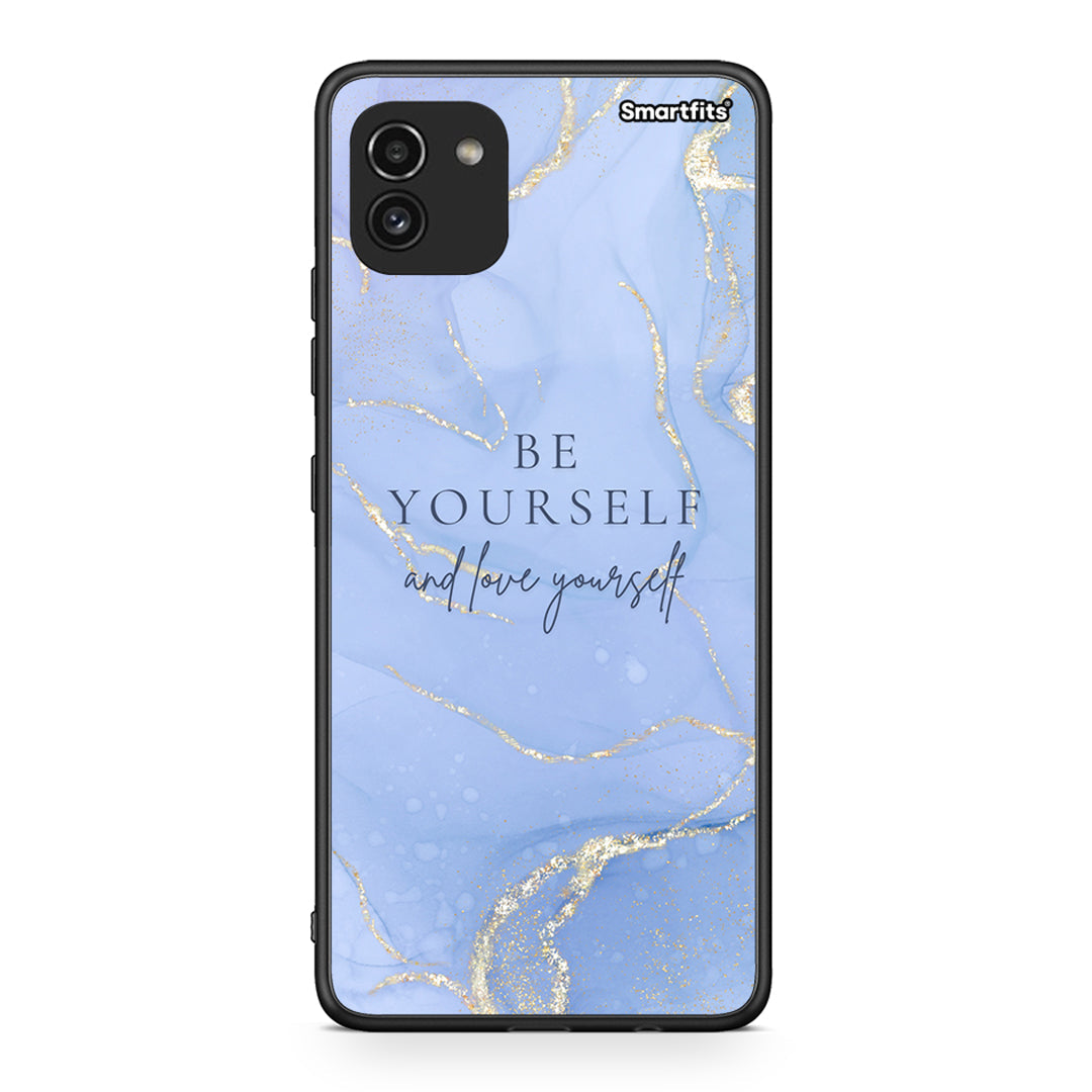 Samsung A03 Be Yourself θήκη από τη Smartfits με σχέδιο στο πίσω μέρος και μαύρο περίβλημα | Smartphone case with colorful back and black bezels by Smartfits
