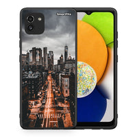 Thumbnail for Θήκη Samsung A03 City Lights από τη Smartfits με σχέδιο στο πίσω μέρος και μαύρο περίβλημα | Samsung A03 City Lights case with colorful back and black bezels
