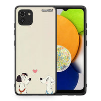 Thumbnail for Θήκη Samsung A03 Dalmatians Love από τη Smartfits με σχέδιο στο πίσω μέρος και μαύρο περίβλημα | Samsung A03 Dalmatians Love case with colorful back and black bezels