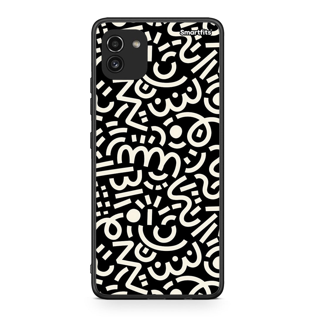 Samsung A03 Doodle Art θήκη από τη Smartfits με σχέδιο στο πίσω μέρος και μαύρο περίβλημα | Smartphone case with colorful back and black bezels by Smartfits