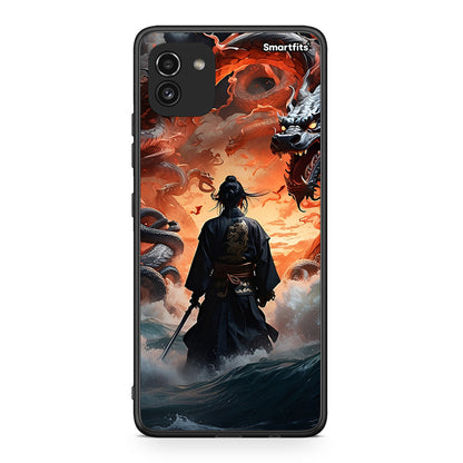 Samsung A03 Dragons Fight θήκη από τη Smartfits με σχέδιο στο πίσω μέρος και μαύρο περίβλημα | Smartphone case with colorful back and black bezels by Smartfits
