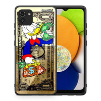 Thumbnail for Θήκη Samsung A03 Duck Money από τη Smartfits με σχέδιο στο πίσω μέρος και μαύρο περίβλημα | Samsung A03 Duck Money case with colorful back and black bezels