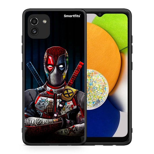 Θήκη Samsung A03 Funny Guy από τη Smartfits με σχέδιο στο πίσω μέρος και μαύρο περίβλημα | Samsung A03 Funny Guy case with colorful back and black bezels