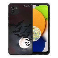 Thumbnail for Θήκη Samsung A03 Halloween Bat Night από τη Smartfits με σχέδιο στο πίσω μέρος και μαύρο περίβλημα | Samsung A03 Halloween Bat Night case with colorful back and black bezels