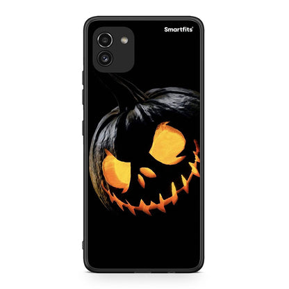 Samsung A03 Halloween Scary Pumpkin θήκη από τη Smartfits με σχέδιο στο πίσω μέρος και μαύρο περίβλημα | Smartphone case with colorful back and black bezels by Smartfits