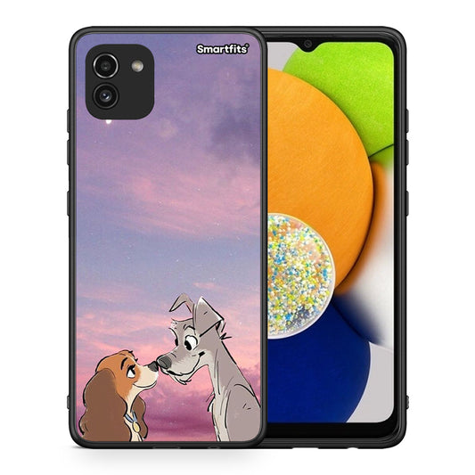 Θήκη Samsung A03 Lady And Tramp από τη Smartfits με σχέδιο στο πίσω μέρος και μαύρο περίβλημα | Samsung A03 Lady And Tramp case with colorful back and black bezels