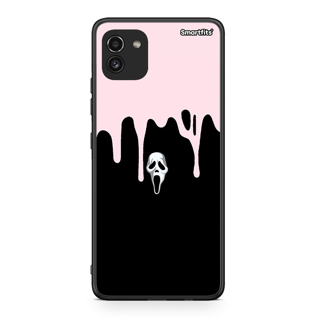 Samsung A03 Melting Halloween Mask θήκη από τη Smartfits με σχέδιο στο πίσω μέρος και μαύρο περίβλημα | Smartphone case with colorful back and black bezels by Smartfits
