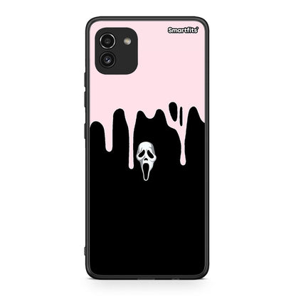 Samsung A03 Melting Halloween Mask θήκη από τη Smartfits με σχέδιο στο πίσω μέρος και μαύρο περίβλημα | Smartphone case with colorful back and black bezels by Smartfits