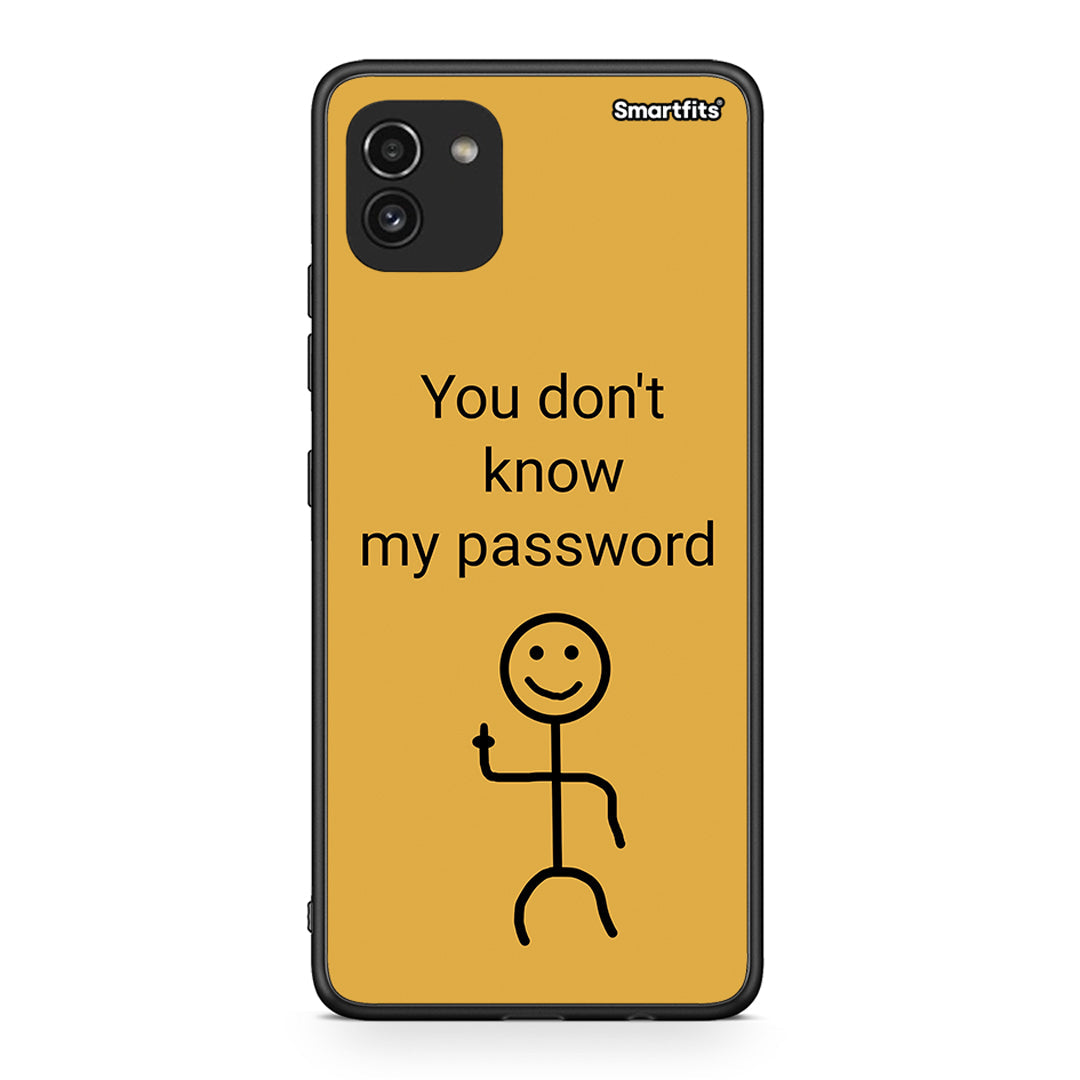 Samsung A03 My Password θήκη από τη Smartfits με σχέδιο στο πίσω μέρος και μαύρο περίβλημα | Smartphone case with colorful back and black bezels by Smartfits