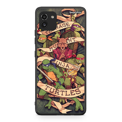 Samsung A03 Ninja Turtles θήκη από τη Smartfits με σχέδιο στο πίσω μέρος και μαύρο περίβλημα | Smartphone case with colorful back and black bezels by Smartfits