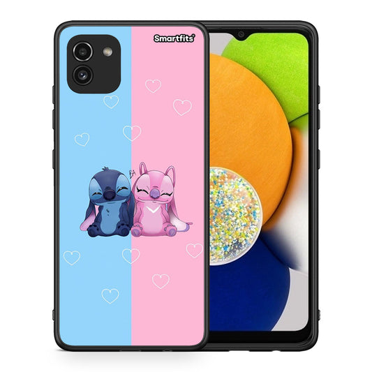Θήκη Samsung A03 Stitch And Angel από τη Smartfits με σχέδιο στο πίσω μέρος και μαύρο περίβλημα | Samsung A03 Stitch And Angel case with colorful back and black bezels