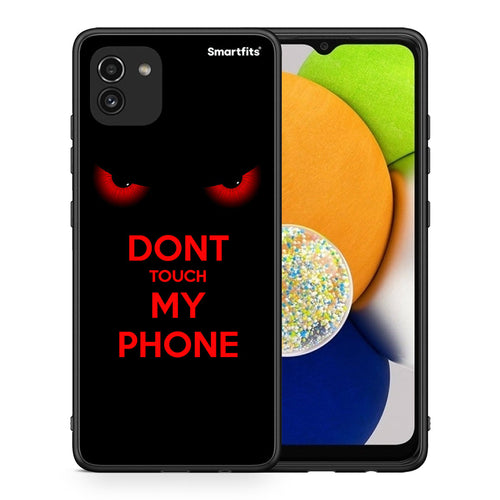 Θήκη Samsung A03 Touch My Phone από τη Smartfits με σχέδιο στο πίσω μέρος και μαύρο περίβλημα | Samsung A03 Touch My Phone case with colorful back and black bezels
