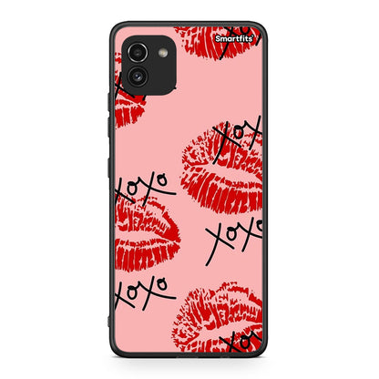 Samsung A03 XOXO Lips θήκη από τη Smartfits με σχέδιο στο πίσω μέρος και μαύρο περίβλημα | Smartphone case with colorful back and black bezels by Smartfits
