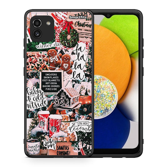 Θήκη Samsung A03 Xmas Habbits από τη Smartfits με σχέδιο στο πίσω μέρος και μαύρο περίβλημα | Samsung A03 Xmas Habbits case with colorful back and black bezels