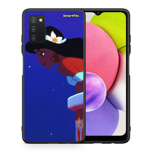 Θήκη Samsung A03s Alladin And Jasmine Love 2 από τη Smartfits με σχέδιο στο πίσω μέρος και μαύρο περίβλημα | Samsung A03s Alladin And Jasmine Love 2 case with colorful back and black bezels