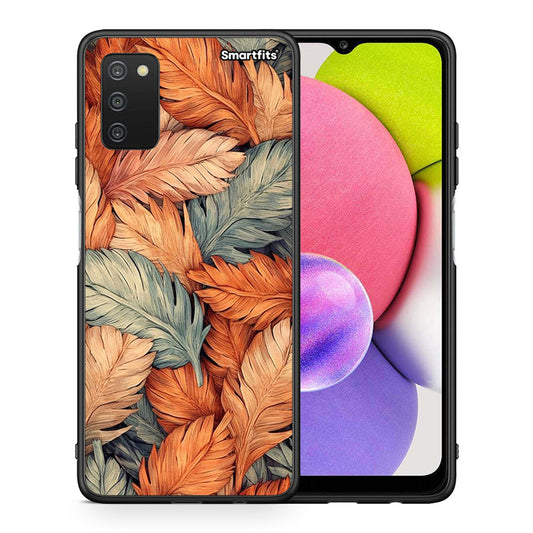 Θήκη Samsung A03s Autumn Leaves από τη Smartfits με σχέδιο στο πίσω μέρος και μαύρο περίβλημα | Samsung A03s Autumn Leaves case with colorful back and black bezels