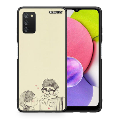 Θήκη Samsung A03s Carl And Ellie από τη Smartfits με σχέδιο στο πίσω μέρος και μαύρο περίβλημα | Samsung A03s Carl And Ellie case with colorful back and black bezels