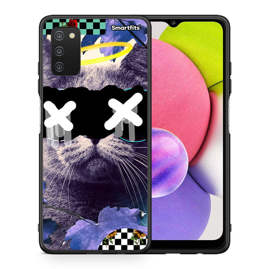 Θήκη Samsung A03s Cat Collage από τη Smartfits με σχέδιο στο πίσω μέρος και μαύρο περίβλημα | Samsung A03s Cat Collage case with colorful back and black bezels