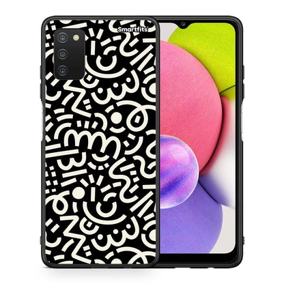 Θήκη Samsung A03s Doodle Art από τη Smartfits με σχέδιο στο πίσω μέρος και μαύρο περίβλημα | Samsung A03s Doodle Art case with colorful back and black bezels