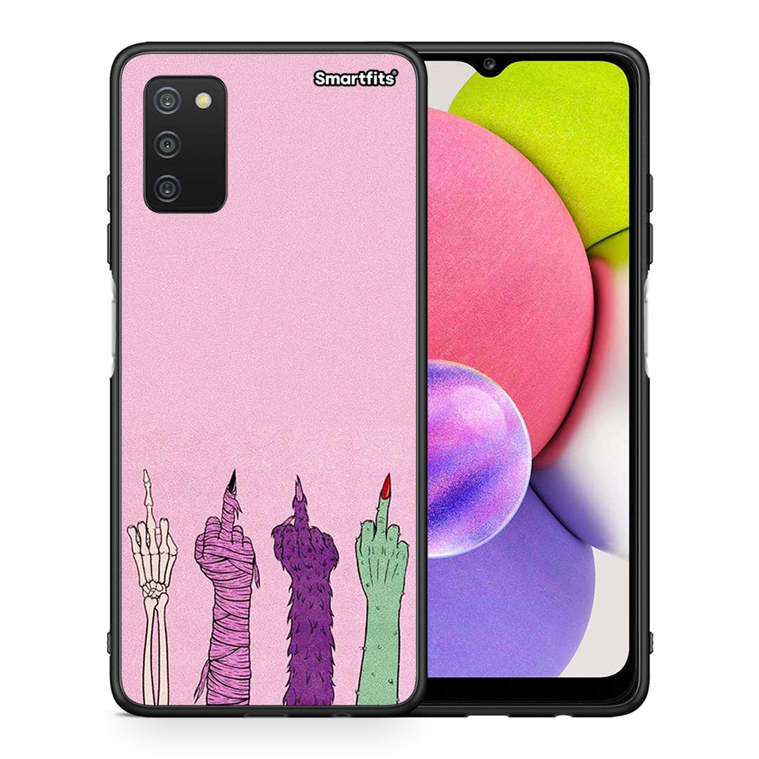 Θήκη Samsung A03s Halloween Be A Lady από τη Smartfits με σχέδιο στο πίσω μέρος και μαύρο περίβλημα | Samsung A03s Halloween Be A Lady case with colorful back and black bezels