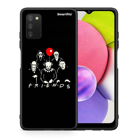 Θήκη Samsung A03s Halloween Friends από τη Smartfits με σχέδιο στο πίσω μέρος και μαύρο περίβλημα | Samsung A03s Halloween Friends case with colorful back and black bezels