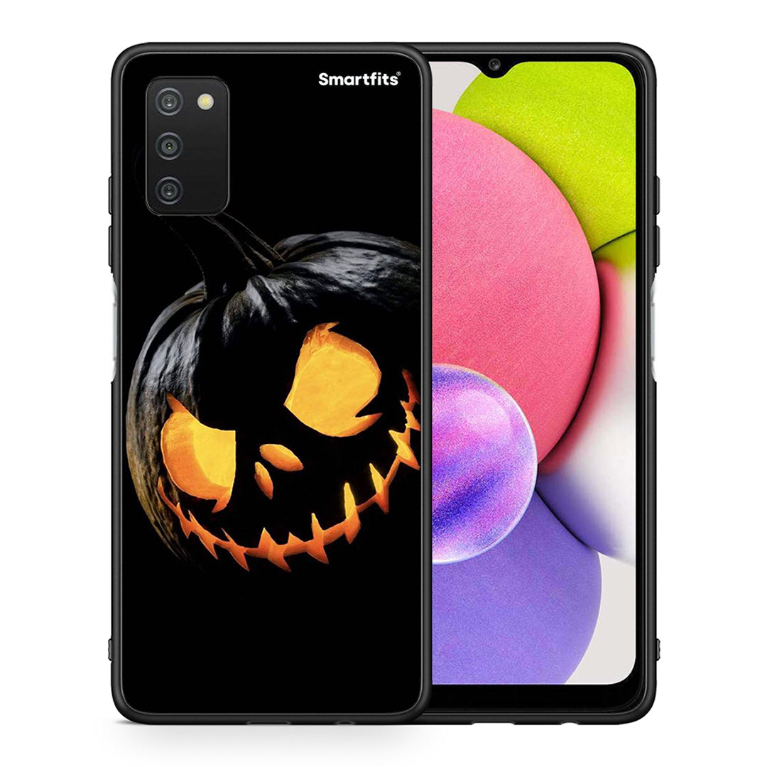 Θήκη Samsung A03s Halloween Scary Pumpkin από τη Smartfits με σχέδιο στο πίσω μέρος και μαύρο περίβλημα | Samsung A03s Halloween Scary Pumpkin case with colorful back and black bezels