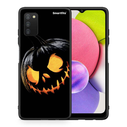 Θήκη Samsung A03s Halloween Scary Pumpkin από τη Smartfits με σχέδιο στο πίσω μέρος και μαύρο περίβλημα | Samsung A03s Halloween Scary Pumpkin case with colorful back and black bezels
