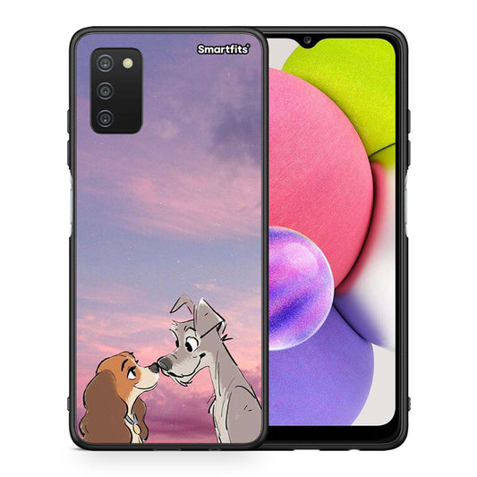 Θήκη Samsung A03s Lady And Tramp από τη Smartfits με σχέδιο στο πίσω μέρος και μαύρο περίβλημα | Samsung A03s Lady And Tramp case with colorful back and black bezels