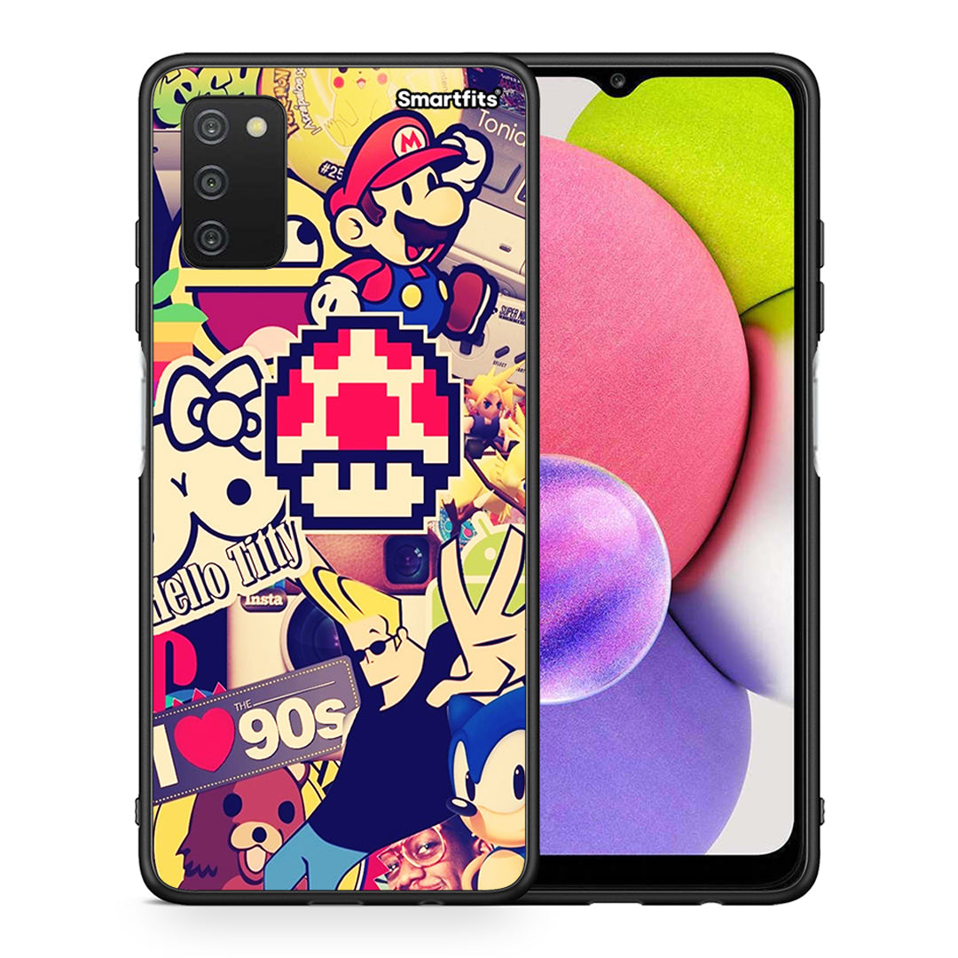 Θήκη Samsung A03s Love The 90s από τη Smartfits με σχέδιο στο πίσω μέρος και μαύρο περίβλημα | Samsung A03s Love The 90s case with colorful back and black bezels