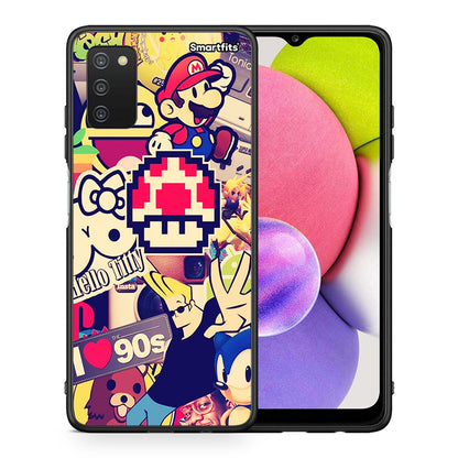 Θήκη Samsung A03s Love The 90s από τη Smartfits με σχέδιο στο πίσω μέρος και μαύρο περίβλημα | Samsung A03s Love The 90s case with colorful back and black bezels