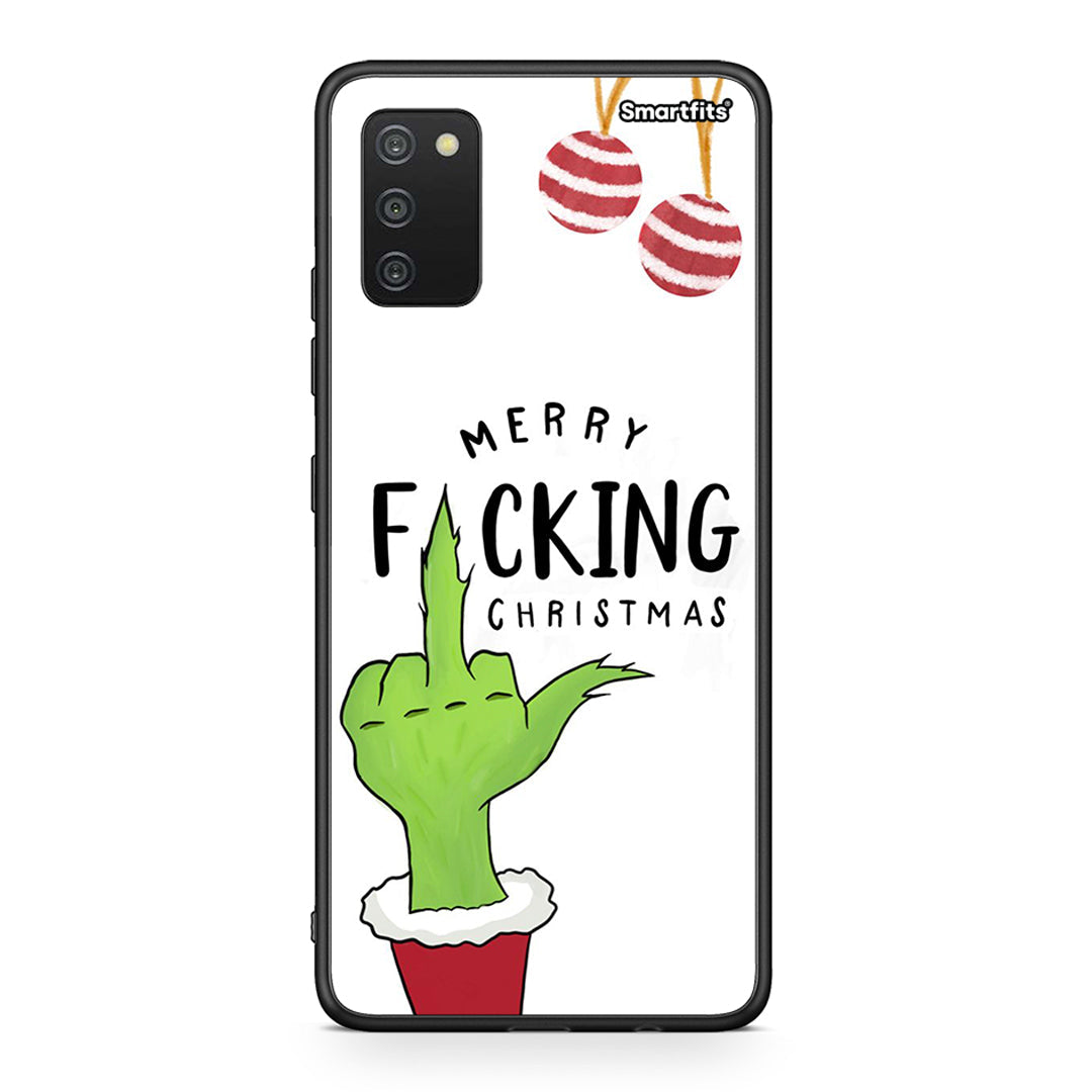 Samsung A03s Merry F Xmas θήκη από τη Smartfits με σχέδιο στο πίσω μέρος και μαύρο περίβλημα | Smartphone case with colorful back and black bezels by Smartfits